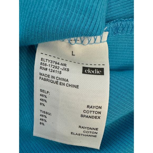 New ~ ELODIE ~  Blue Ribbed Cami Style Bodysuit Size Large - Picture 5 of 5